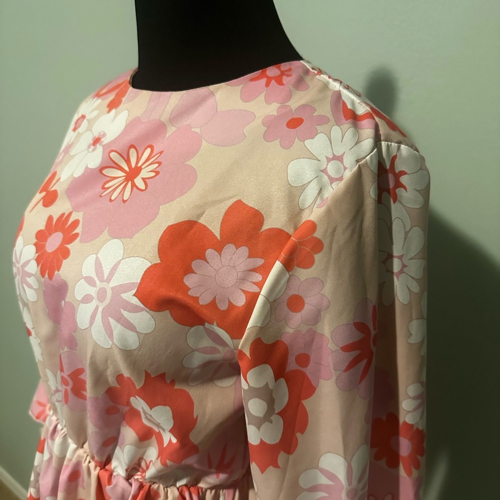 SHEIN Pink Floral Barbiecore Midi Dress – Size S - Picture 5 of 6